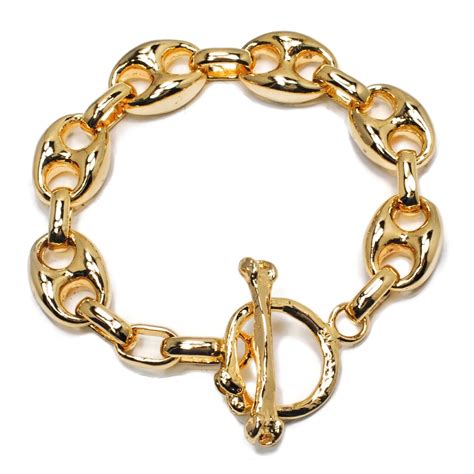 gucci link bracelet gold plated|Gucci link chain 14k gold.